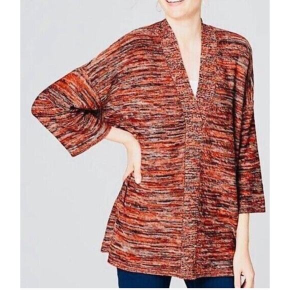 Pure‎ J.Jill Sweater Women’s Sz Small Space Dye Orange Coastal Grandma Oversize - Picture 1 of 11